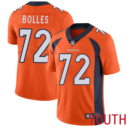 Youth Denver Broncos 72 Garett Bolles Orange Team Color Vapor Untouchable Limited Player Football NFL Jersey